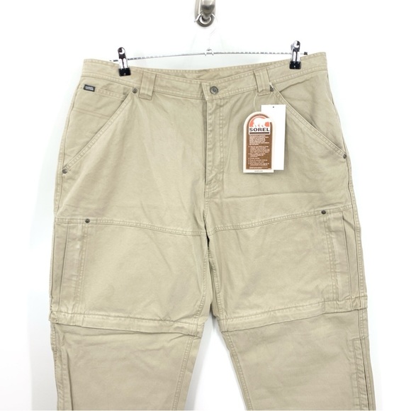 Sorel Men Size 42 x 30 Pants Beige Cotton Canvas Convertible Work Zip Off Shorts - Picture 2 of 7